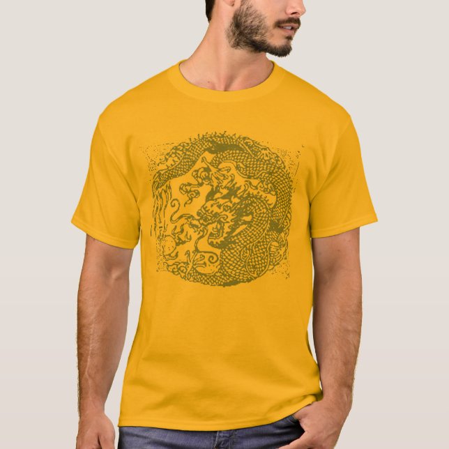 Den kinesiska draken cirklar spiral t shirt (Framsida)