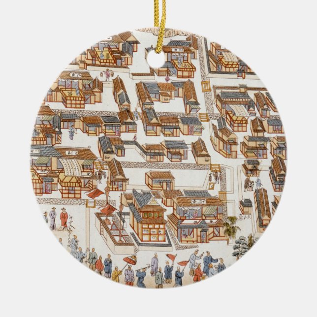 Den kinesiska fabriken i gatan av Teng-chan på Julgransprydnad Keramik (Framsidan)