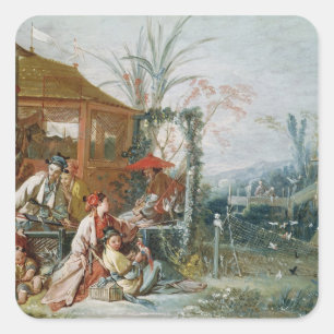 Den kinesiska jakten, c.1742 fyrkantigt klistermärke