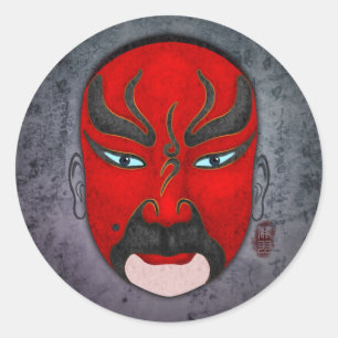 Den kinesiska operan maskerar - Guan Yu Runt Klistermärke