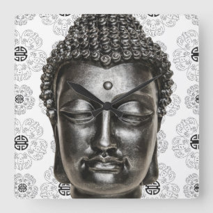 Den kinesiska ZenBuddha väggen tar tid på Fyrkantig Klocka