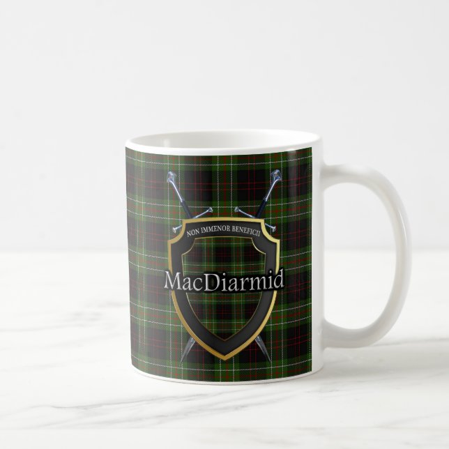 Den klanMacDiarmid tartanen skyddar korsade svärd Kaffemugg (Höger)