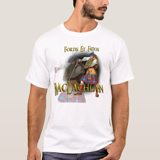 Den klanMacLachlan höglandet spelar skjortor T Shirt (Framsida)