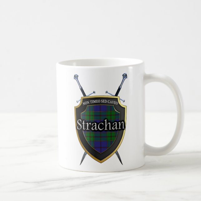 Den klanStrachan tartanen skyddar och svärd Kaffemugg (Höger)