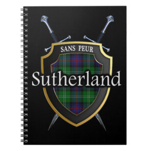 Den klanSutherland tartanen skyddar & svärd Anteckningsbok