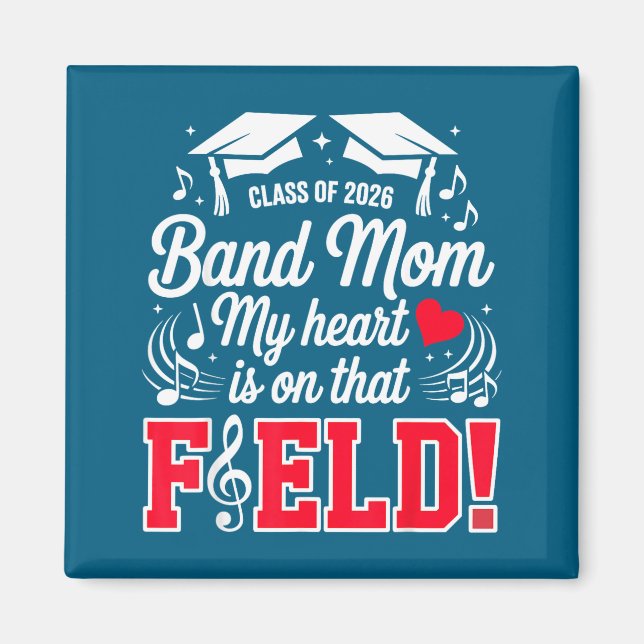 Den Klass Band Mamma Hjärta Fält Magnet (Framsidan)