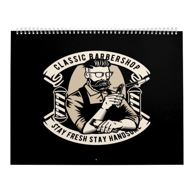 Den klassiska barberbutiken stannar friskt och sti kalender (Omslag)