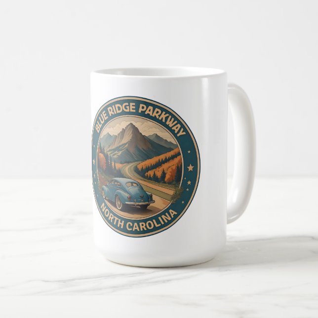 Den klassiska bilen resa i Blue Ridge Parkway Scen Kaffemugg (Framsida höger)