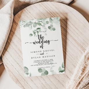 Den klassiska Grönten Eucalyptus Foliage Bröllop i Inbjudningar