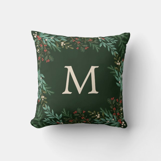 Den klassiska julen i Monogram botaniskt andedräkt Kudde (Framsida)