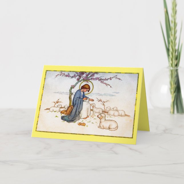 Den klassiska religiösan Jesus med Lambs Påsk Önsk Helgkort (Framsida)