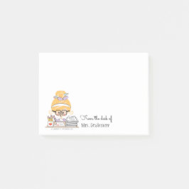 Den klibbiga lärare noterar blondin post-it block