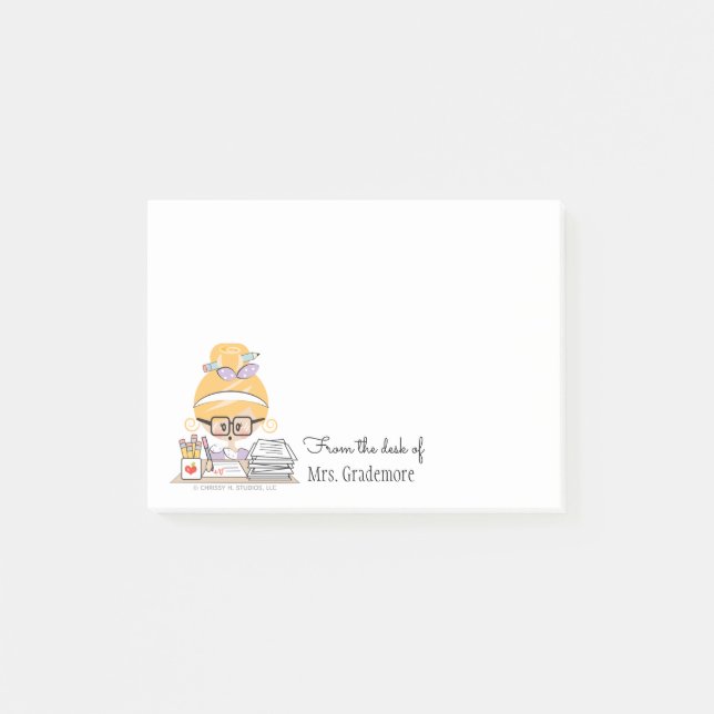 Den klibbiga lärare noterar blondin post-it block (Framsida)