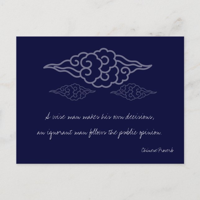 Den kloka manen gör hans egna beslut - kinesisk vykort (Framsida)