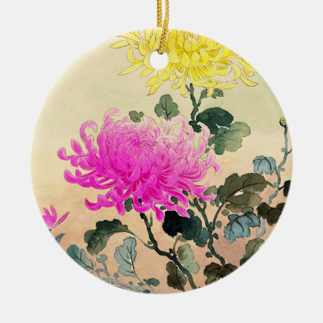 Den Koitsu Tsuchiya Chrysanthemumjapanen blommar Julgransprydnad Keramik (Framsidan)