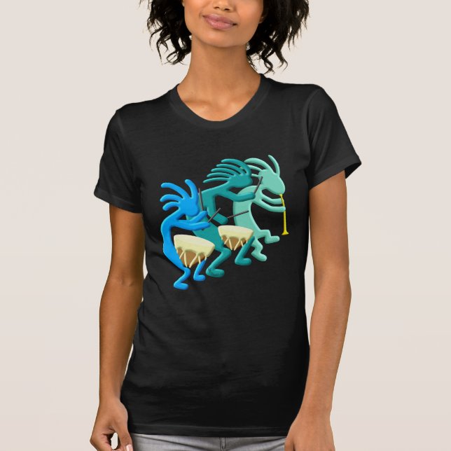 Den Kokopelli fifen & trummar T Shirt (Framsida)