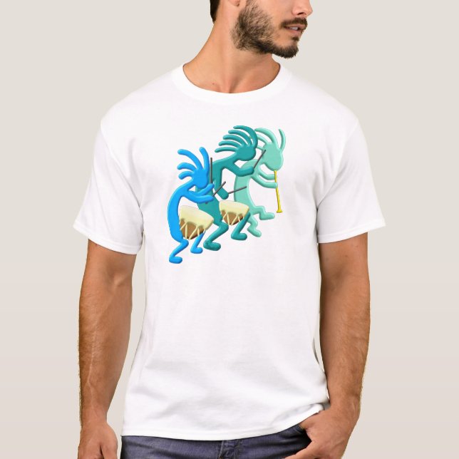Den Kokopelli fifen & trummar T-shirt (Framsida)