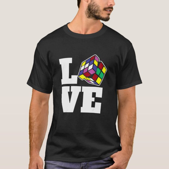 Den konkurrenskraftiga puzzle Cube Kärlek-hastighe T Shirt (Framsida)