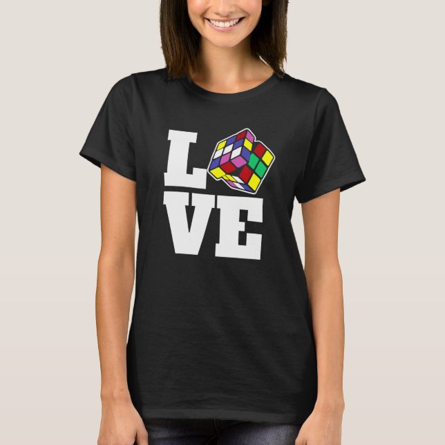 Den konkurrenskraftiga puzzle Cube Kärlek-hastighe T Shirt (Framsida)