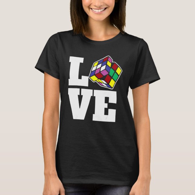 Den konkurrenskraftiga puzzle Cube Kärlek-hastighe T Shirt (Framsida)