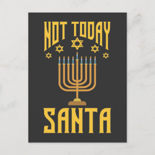 Den konstiga judiska julen Inte i dag Santa Hanukk Vykort