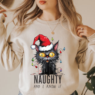 Den konstiga julen Black Cat Naughty och jag vet d T Shirt