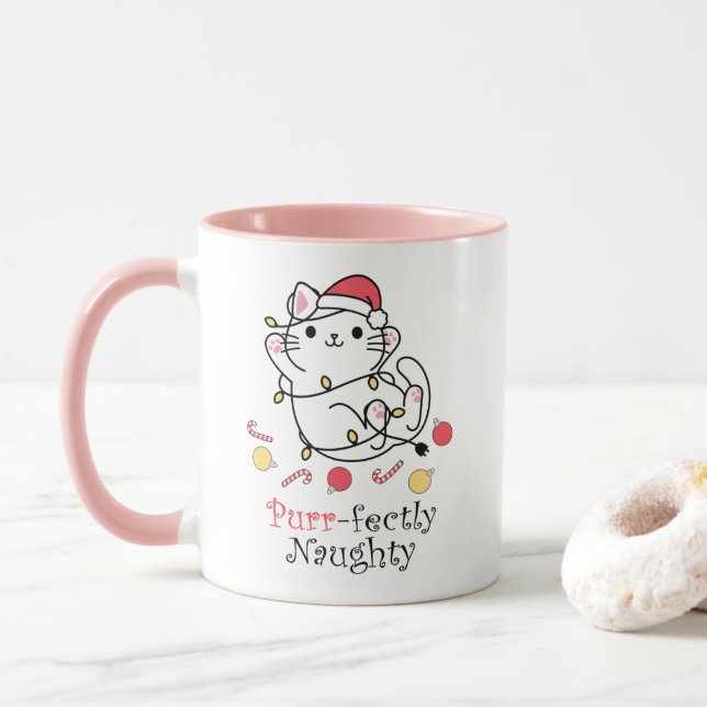 Den konstiga jultomten Cat Pully Naughty Mugg (Med munk)
