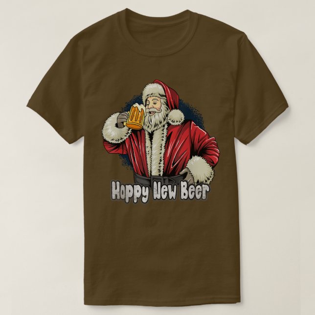 Den konstiga jultomten som dricker Beer Hoppy New  T Shirt (Design framsida)