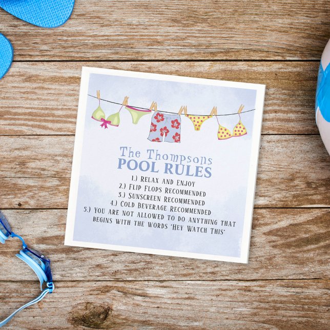 Den konstiga sommarfamiljen Simple Bassäng Regler Pappersservett (Skapare uppladdad)