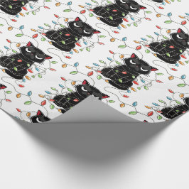 Den konstiga svarta kattjulen Ljus Wrapping Papper Presentpapper
