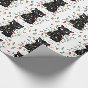 Den konstiga svarta kattjulen Ljus Wrapping Papper Presentpapper