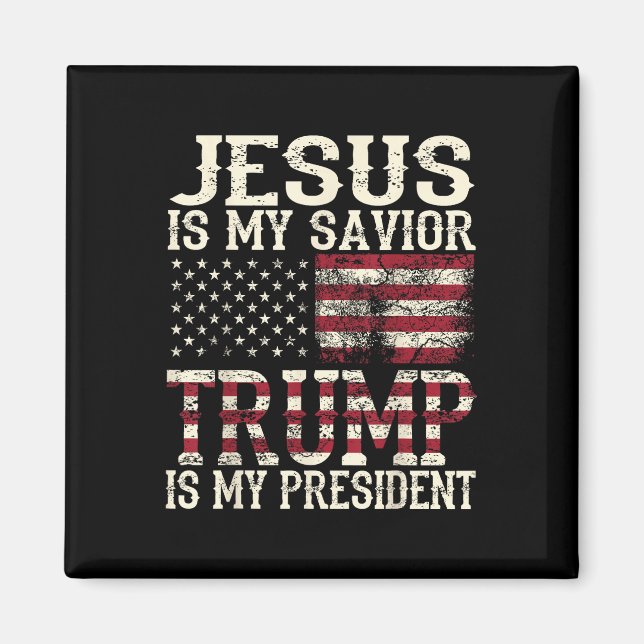 Den konstige amerikanske Jesus är min Savior Trump Magnet (Framsidan)
