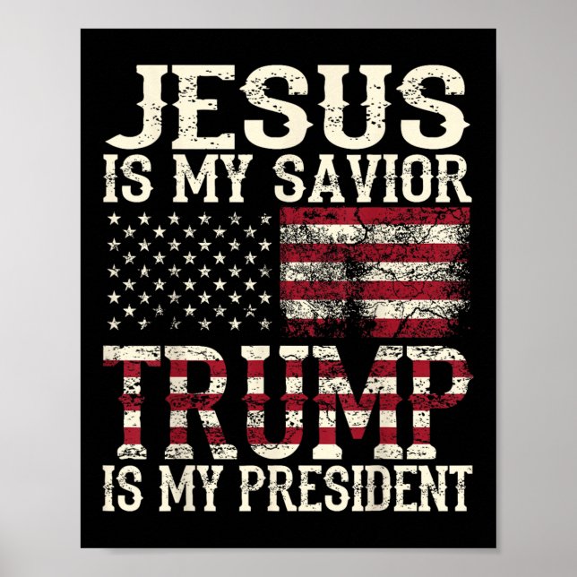 Den konstige amerikanske Jesus är min Savior Trump Poster (Framsidan)