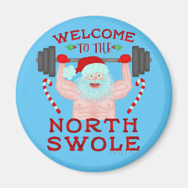 Den konstige julen Jultomten Swole Weightlifter Magnet