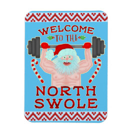 Den konstige julen Jultomten Swole Weightlifter Magnet