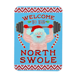 Den konstige julen Jultomten Swole Weightlifter Magnet