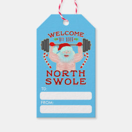 Den konstige julen Jultomten Swole Weightlifter Presentetikett