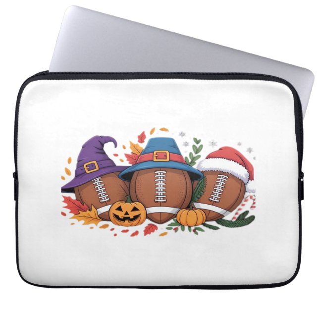 Den konstiny fotbollsnoden Halloween Thanksgiving  Laptop Fodral (Framsidan)