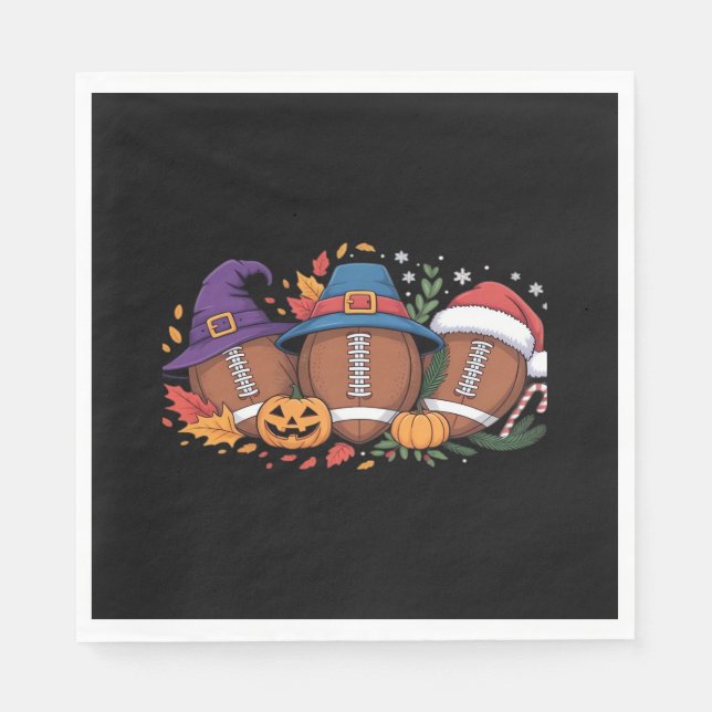 Den konstiny fotbollsnoden Halloween Thanksgiving  Pappersservett (Framsidan)