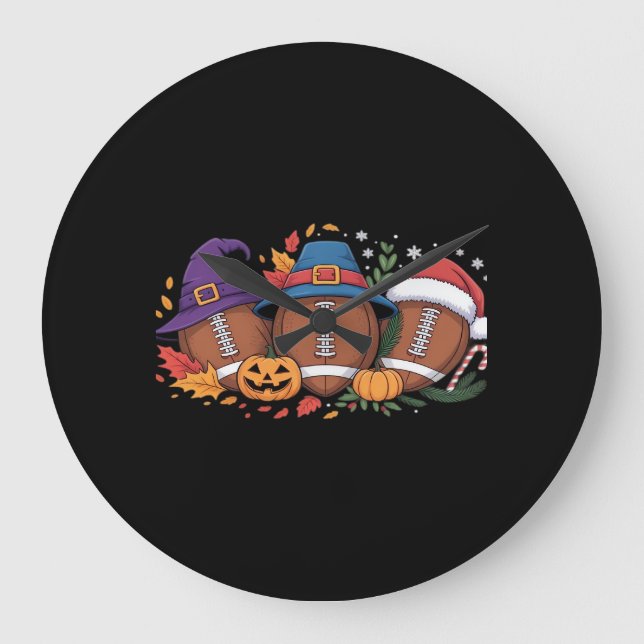 Den konstiny fotbollsnoden Halloween Thanksgiving  Stor Klocka (Framsida)