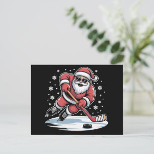 Den konstiny jultomten spelar Ice Hockey Julafton Helg Vykort