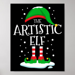 Den konstnärliga Elf-julfamiljen som matchar Julaf Poster