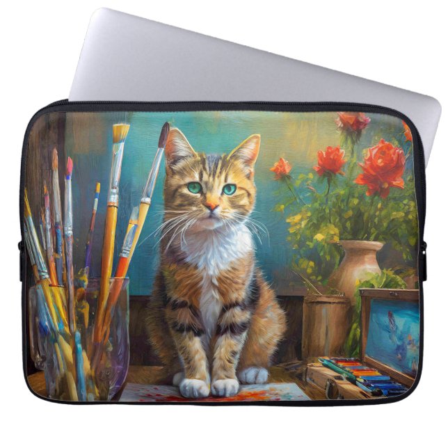 Den konstnärliga katten laptop fodral (Framsidan)
