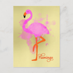 Den konstnärliga nätt rosa flamingoen målar vykort