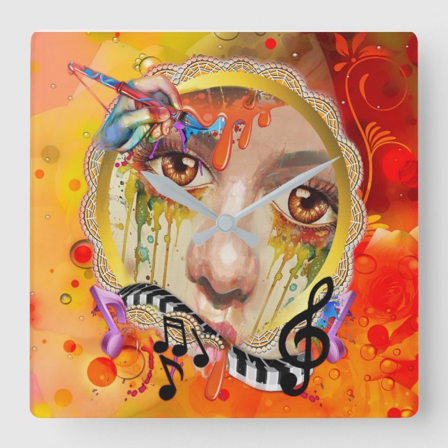 Den konstnärliga paletten fyrkantig klocka (Framsida)