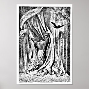 Den korpsvarta Nevermore illustrationgravyren Poster