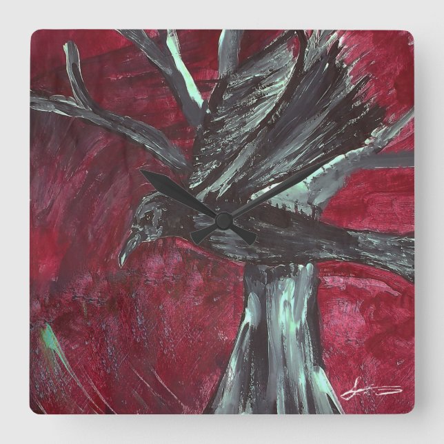 Den korpsvarta väggen tar tid på fyrkantig klocka (Framsida)