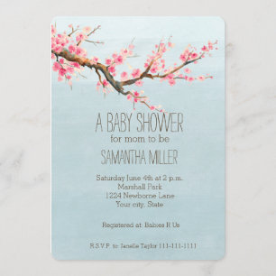Den körsbärsröda blommar blommar baby shower inbjudningar