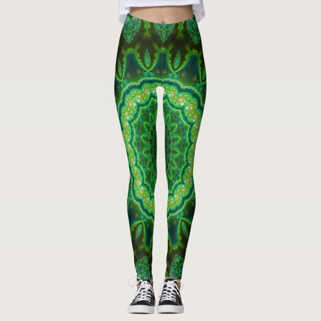 Den kosmiska broccolisvarten tänder översvallande leggings (Framsida)