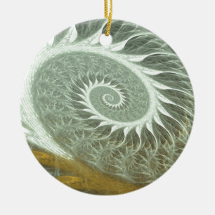 Den kosmiska spiralen - guld- spiral för sakral julgransprydnad keramik